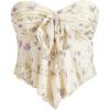 imageSHENHE Womens Floral Strapless Tie Front Lettuce Trim Asymmetrical Flare Boho Tube TopYellow