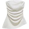 imageSHENHE Womens Strapless Asymmetrical Textured Tube Top Ruched Split Hem Bandeau TopBeige