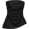imageSHENHE Womens Strapless Asymmetrical Textured Tube Top Ruched Split Hem Bandeau TopBlack