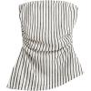 imageSHENHE Womens Strapless Asymmetrical Textured Tube Top Ruched Split Hem Bandeau TopStriped Black White