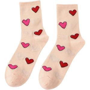 imageSHENHE Womens Embroidered Patterned Cute Crew Socks Breathable Soft Above Ankle SocksMulticolor Heart B