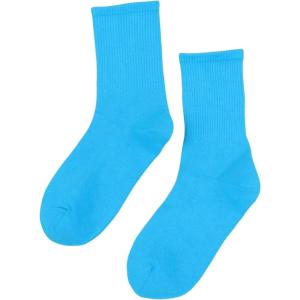 imageSHENHE Womens Ribbed Knit Cushioned Athletic Running Mid Calf Crew SocksBlue