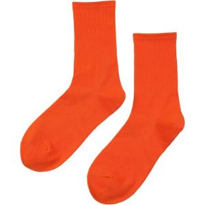 imageSHENHE Womens Ribbed Knit Cushioned Athletic Running Mid Calf Crew SocksDark Orange