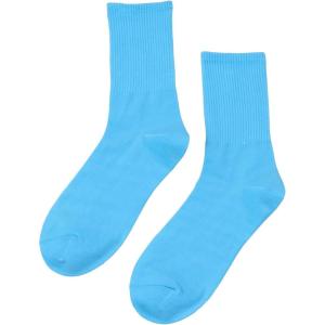 imageSHENHE Womens Ribbed Knit Cushioned Athletic Running Mid Calf Crew SocksLight Blue