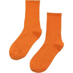 imageSHENHE Womens Ribbed Knit Cushioned Athletic Running Mid Calf Crew SocksOrange