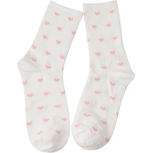 imageSHENHE Womens Ribbed Knit Cushioned Athletic Running Mid Calf Crew SocksPink and White