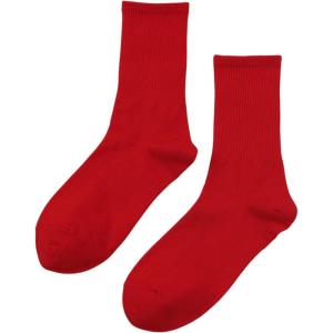 imageSHENHE Womens Ribbed Knit Cushioned Athletic Running Mid Calf Crew SocksRed