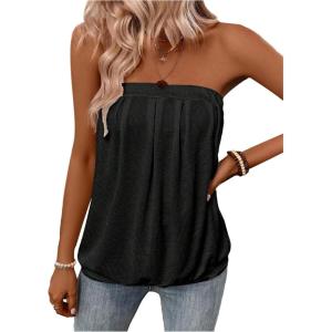 imageSHENHE Womens Strapless Casual Loose Fit Tube Sleeveless Summer Plain Basic TopBlack