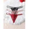 imageSHENHE Womens 3 Pack Lace G String Thongs Low Rise T Back Sexy Panty Bow Tanga UnderwearBlack Red Pink