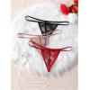 imageSHENHE Womens 3 Pack Lace G String Thongs Low Rise T Back Sexy Panty Bow Tanga UnderwearBlack Red Pink