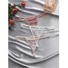 imageSHENHE Womens 3 Pack Lace G String Thongs Low Rise T Back Sexy Panty Bow Tanga UnderwearPink and White