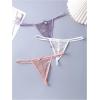 imageSHENHE Womens 3 Pack Lace G String Thongs Low Rise T Back Sexy Panty Bow Tanga UnderwearPurple Pink White