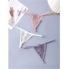 imageSHENHE Womens 3 Pack Lace G String Thongs Low Rise T Back Sexy Panty Bow Tanga UnderwearPurple Pink White