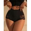 imageSHENHE Womens 3 Packs Contrast Lace High Waist Briefs Underwear Panties SetMulticolor