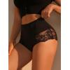 imageSHENHE Womens 3 Packs Contrast Lace High Waist Briefs Underwear Panties SetMulticolor