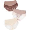 imageSHENHE Womens 3 Packs Contrast Lace High Waist Briefs Underwear Panties SetMulticolor C