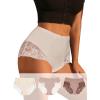 imageSHENHE Womens 3 Packs Contrast Lace High Waist Briefs Underwear Panties SetMulticolor C
