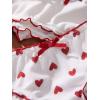 imageSHENHE Womens 3 Packs Underwear Heart Print Cute Panties Lettuce Trim Mid Rise Comfy BriefsBurgundy