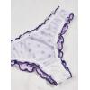 imageSHENHE Womens 3 Packs Underwear Heart Print Cute Panties Lettuce Trim Mid Rise Comfy BriefsPurple