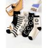 imageSHENHE Womens 5 Pairs Cute Graphic Cartoon Print Novelty Mid Calf Crew Socks SetsWhite and Black