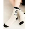 imageSHENHE Womens 5 Pairs Cute Graphic Cartoon Print Novelty Mid Calf Crew Socks SetsWhite and Black