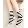 imageSHENHE Womens 5 Pairs Cute Graphic Cartoon Print Novelty Mid Calf Crew Socks SetsWhite and Black