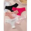 imageSHENHE Womens 5 Piece Lace Cheeky Underwear Scallop Trim Breathable Hipster PantiesBlack White Pink