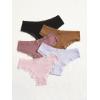 imageSHENHE Womens 5 Piece Lace Cheeky Underwear Scallop Trim Breathable Hipster PantiesMulticolor