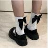 imageSHENHE Womens Bow Decor Crew Socks Soft Cute Dress Socks Boots Socks Breathable SocksWhite