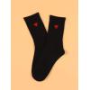 imageSHENHE Womens Heart Print Mid Calf Crew Socks Ribbed Knit Dress Boot SocksBlack