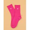 imageSHENHE Womens Heart Print Mid Calf Crew Socks Ribbed Knit Dress Boot SocksHot Pink