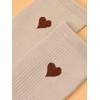 imageSHENHE Womens Heart Print Mid Calf Crew Socks Ribbed Knit Dress Boot SocksKhaki