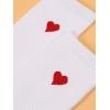 imageSHENHE Womens Heart Print Mid Calf Crew Socks Ribbed Knit Dress Boot SocksRed and White