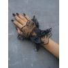 imageSHENHE Womens Lace Cuffs Lolita Wedding Wrist Length Fingerless Bridal Prom GlovesBlack Bow