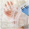 imageSHENHE Womens Lace Cuffs Lolita Wedding Wrist Length Fingerless Bridal Prom GlovesLayered White