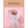 imageSHENHE Womens Lace Cuffs Lolita Wedding Wrist Length Fingerless Bridal Prom GlovesWhite Pearl Beaded