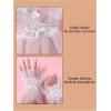 imageSHENHE Womens Lace Cuffs Lolita Wedding Wrist Length Fingerless Bridal Prom GlovesWhite Pearl Beaded