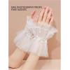 imageSHENHE Womens Lace Cuffs Lolita Wedding Wrist Length Fingerless Bridal Prom GlovesWhite Pearl Beaded
