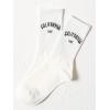 imageSHENHE Womens Letter Print Ribbed Athletic Running Breathable Mid Calf Boot Crew SocksBeige
