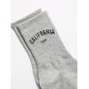 imageSHENHE Womens Letter Print Ribbed Athletic Running Breathable Mid Calf Boot Crew SocksGrey