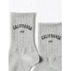 imageSHENHE Womens Letter Print Ribbed Athletic Running Breathable Mid Calf Boot Crew SocksGrey