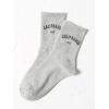 imageSHENHE Womens Letter Print Ribbed Athletic Running Breathable Mid Calf Boot Crew SocksGrey