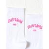 imageSHENHE Womens Letter Print Ribbed Athletic Running Breathable Mid Calf Boot Crew SocksWhite