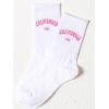 imageSHENHE Womens Letter Print Ribbed Athletic Running Breathable Mid Calf Boot Crew SocksWhite