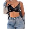 imageSHENHE Womens PU Faux Leather Push Up Brassieres Spaghetti Strap Underwire BrasBlack