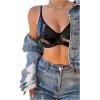 imageSHENHE Womens PU Faux Leather Push Up Brassieres Spaghetti Strap Underwire BrasBlack