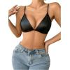 imageSHENHE Womens PU Faux Leather Push Up Brassieres Spaghetti Strap Underwire BrasDark Pu Black