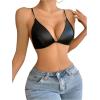 imageSHENHE Womens PU Faux Leather Push Up Brassieres Spaghetti Strap Underwire BrasDark Pu Black