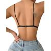 imageSHENHE Womens PU Faux Leather Push Up Brassieres Spaghetti Strap Underwire BrasDark Pu Black
