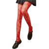 imageSHENHE Womens Patterned Fishnet Tights High Waist Pantyhose Floral StockingsFlower Red